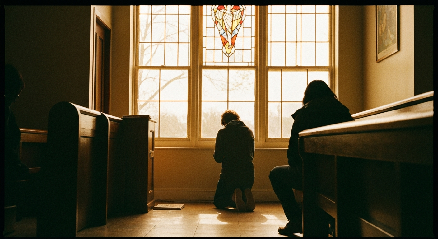 Iranian Christians praying in secret house church.
